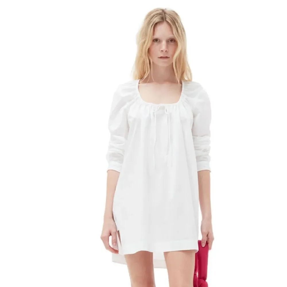 GANNI COTTON POPLIN SQUARE-NECK MINI DRESS RARE NWT $255